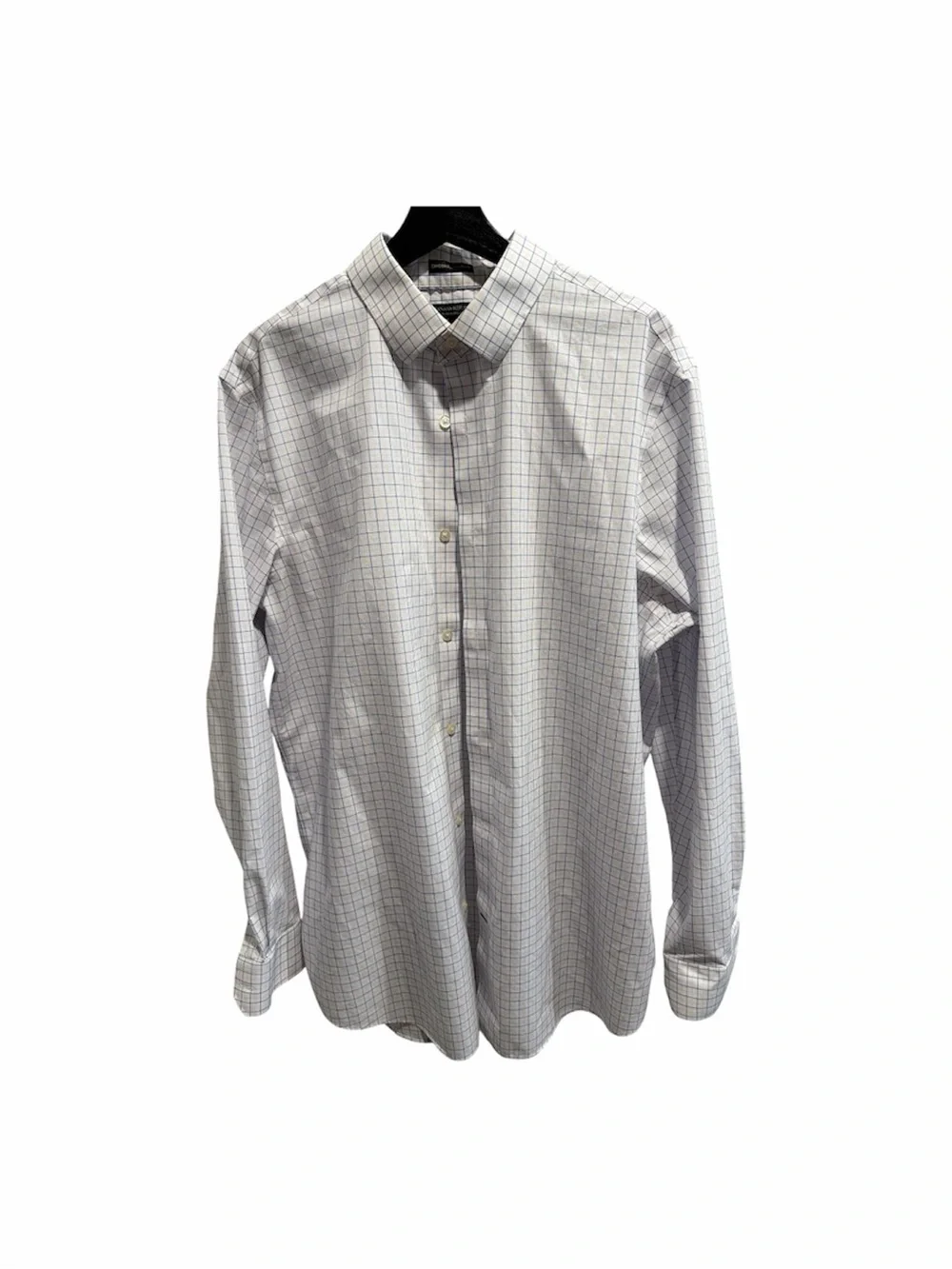 Banana Republic Camden Standard Fit Dress Shirt White Blue Windowpane XL